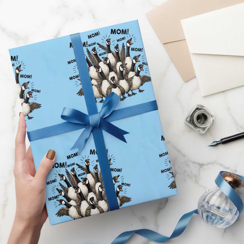 Silly Goose Mom Wrapping Paper Roll Funny Parenting Chaos Motherhood TS12 Light Blue Print Your Wear
