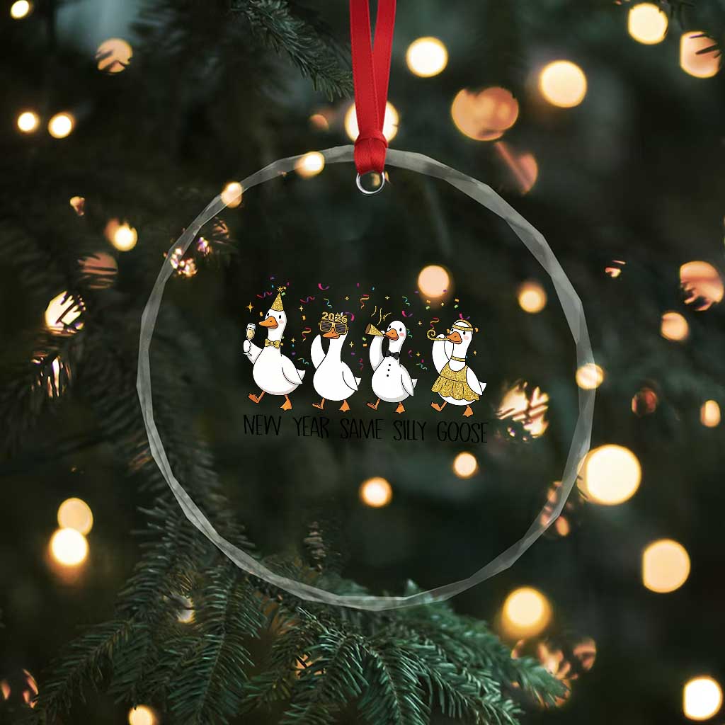 Silly Goose New Years 2026 Crystal Glass Ornament Cute Goose Party Holiday TS14 Print Your Wear