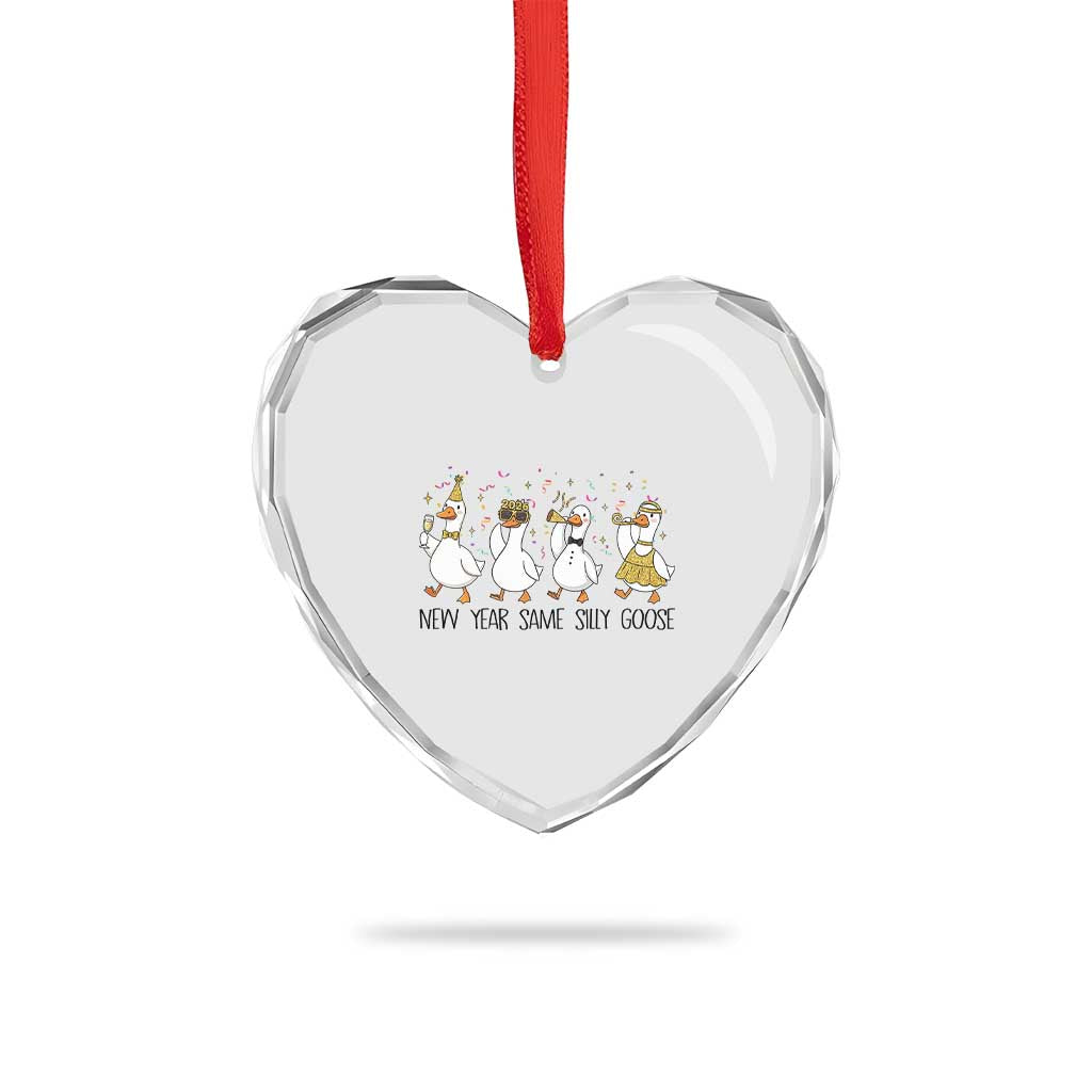 Silly Goose New Years 2026 Heart Crystal Glass Ornament Cute Goose Party Holiday TS14 Print Your Wear
