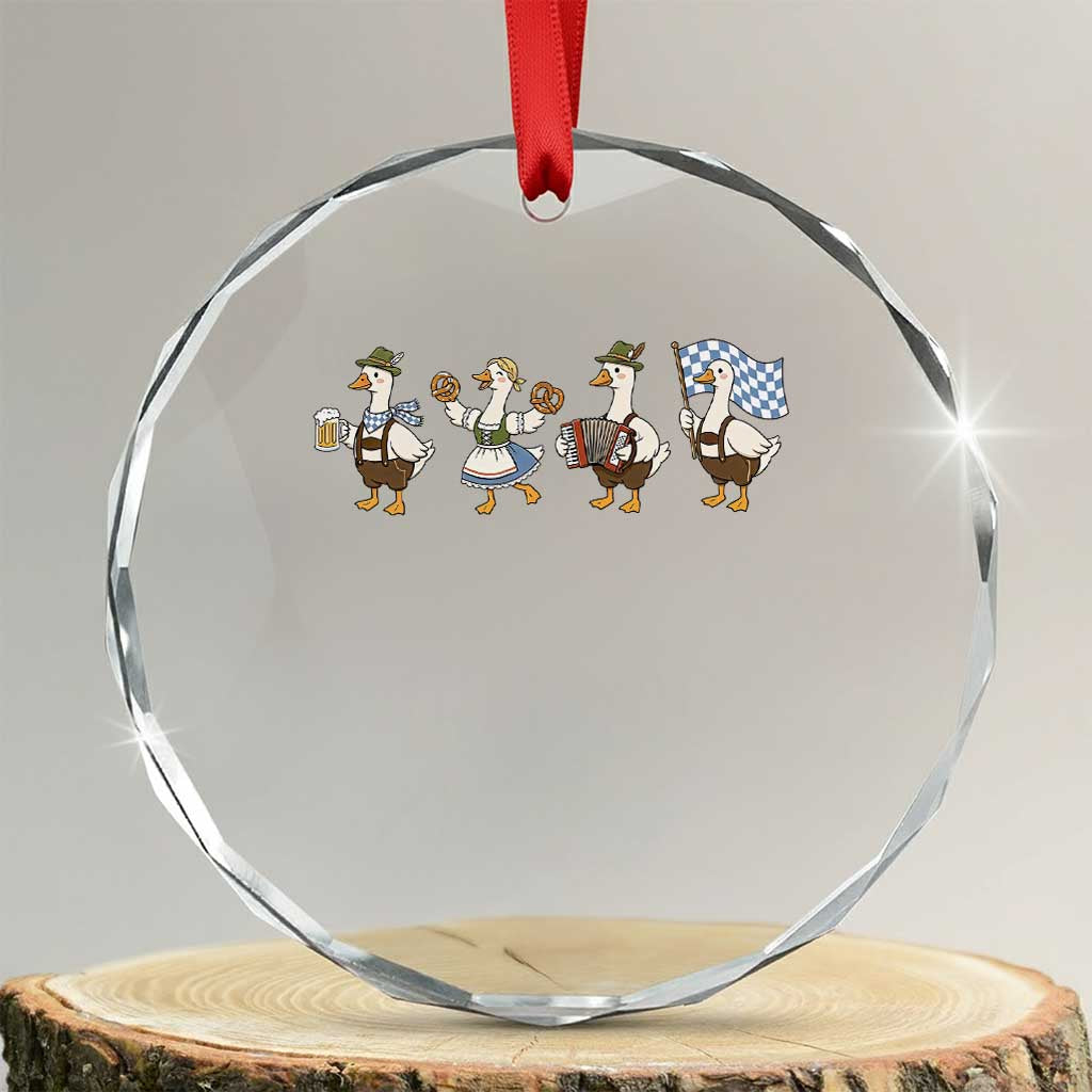 Silly Goose Oktoberfest Crystal Glass Ornament Cute Bavarian Beer Festival Animal Humor TS12 Transparent Glass 3'' Circle Print Your Wear