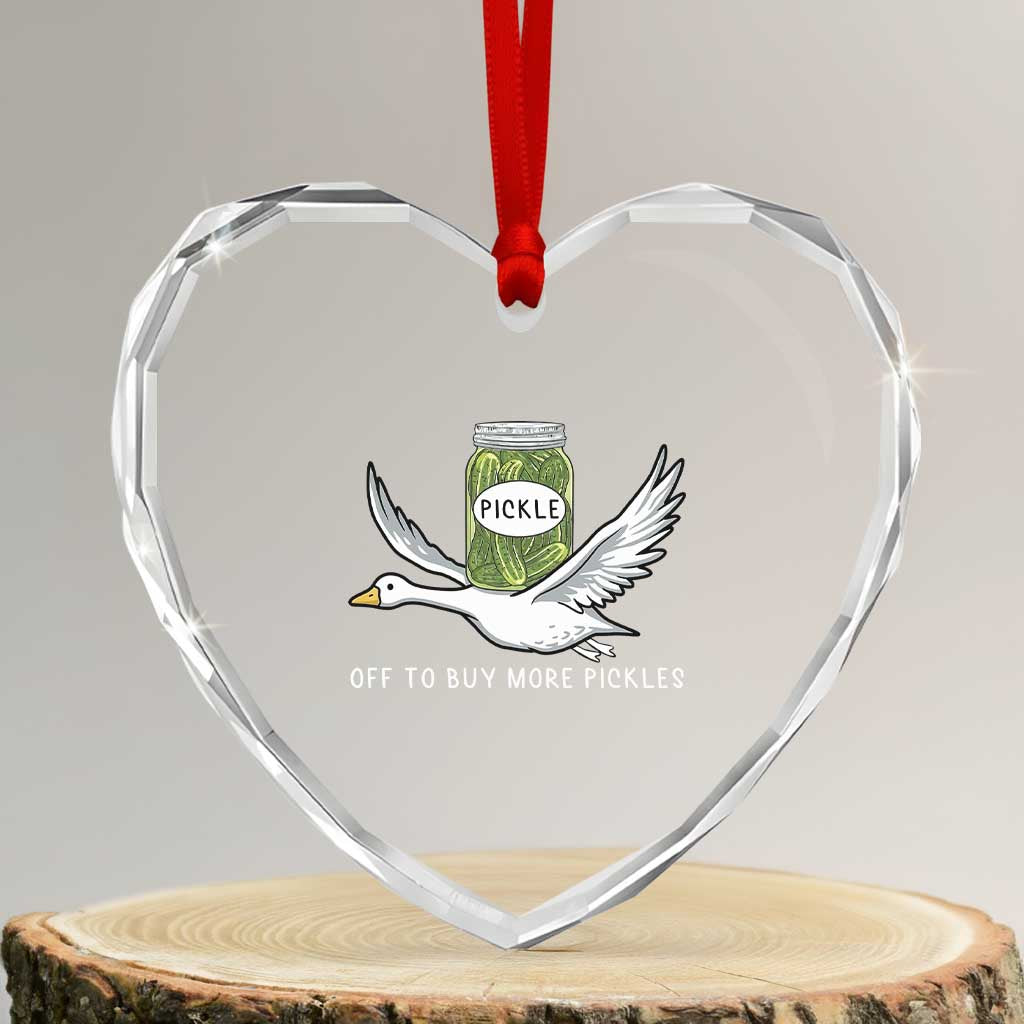 Silly Goose Pickle Lovers Heart Crystal Glass Ornament Off To Buy More Pickles TS10 Transparent Glass 3'' Heart Print Your Wear