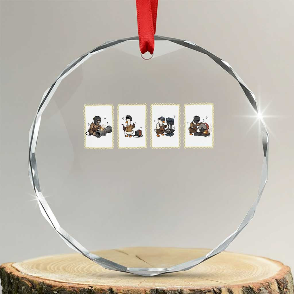 Silly Goose Pipeline Worker Crystal Glass Ornament Funny Welding Graphic Gift TS12 Transparent Glass 3'' Circle Print Your Wear