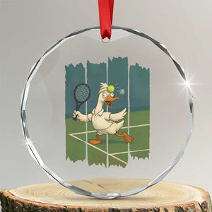 Silly Goose Playing Tennis Crystal Glass Ornament Funny Bird Getting Hit By Ball TS12 Transparent Glass 3'' Circle Print Your Wear