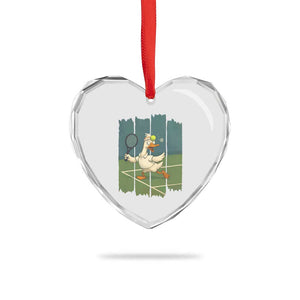 Silly Goose Playing Tennis Heart Crystal Glass Ornament Funny Bird Getting Hit By Ball TS12 Print Your Wear