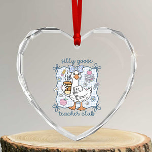 Silly Goose Teacher Club Heart Crystal Glass Ornament Funny Back to School First Day TS14 Transparent Glass 3'' Heart Print Your Wear