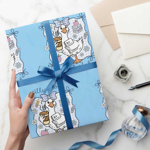 Silly Goose Teacher Club Wrapping Paper Roll Funny Back to School First Day TS14 Light Blue Print Your Wear