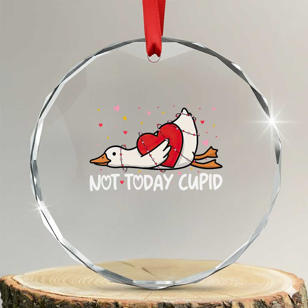 Silly Goose Valentine Crystal Glass Ornament Not Today Cupid TS14 Transparent Glass 3'' Circle Print Your Wear