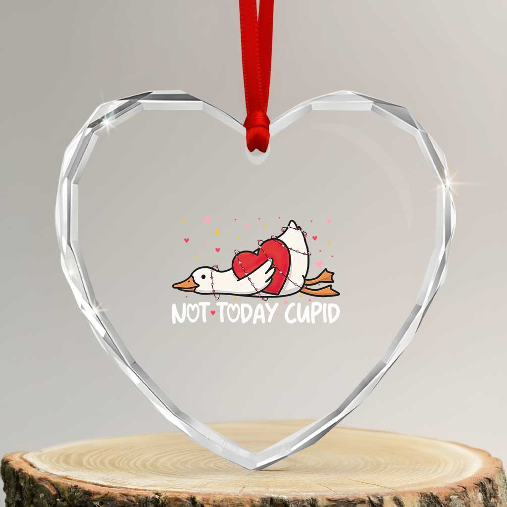 Silly Goose Valentine Heart Crystal Glass Ornament Not Today Cupid TS14 Transparent Glass 3'' Heart Print Your Wear