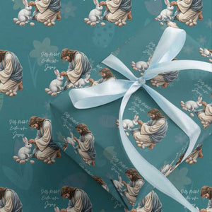 Silly Rabbit Easter Is For Jesus Wrapping Paper Roll Christian Easter Religious TS14 Teal Print Your Wear