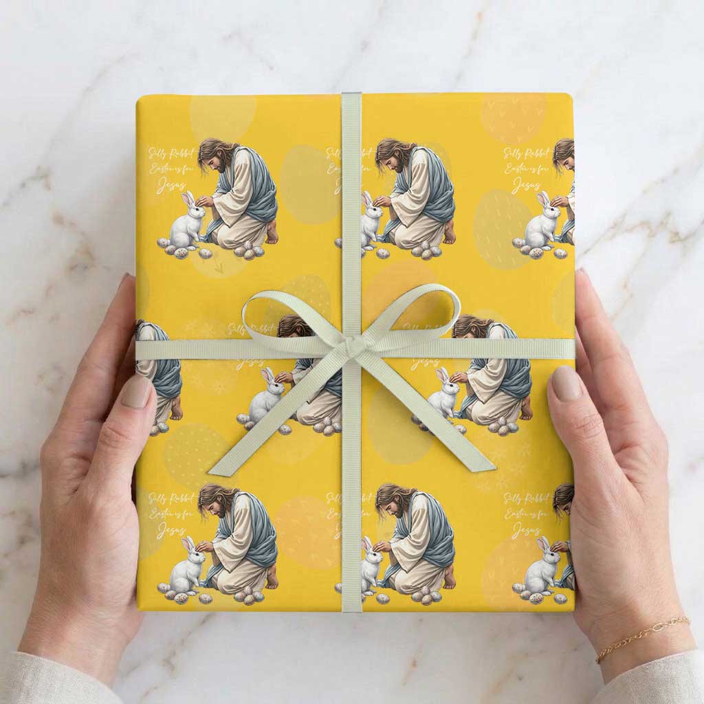 Silly Rabbit Easter Is For Jesus Wrapping Paper Roll Christian Easter Religious TS14 Yellow Print Your Wear