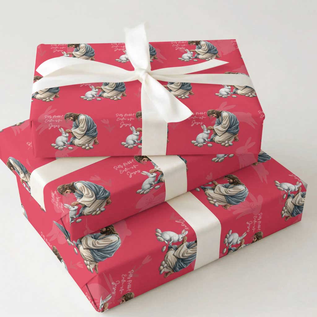 Silly Rabbit Easter Is For Jesus Wrapping Paper Roll Christian Easter Religious TS14 Red Print Your Wear
