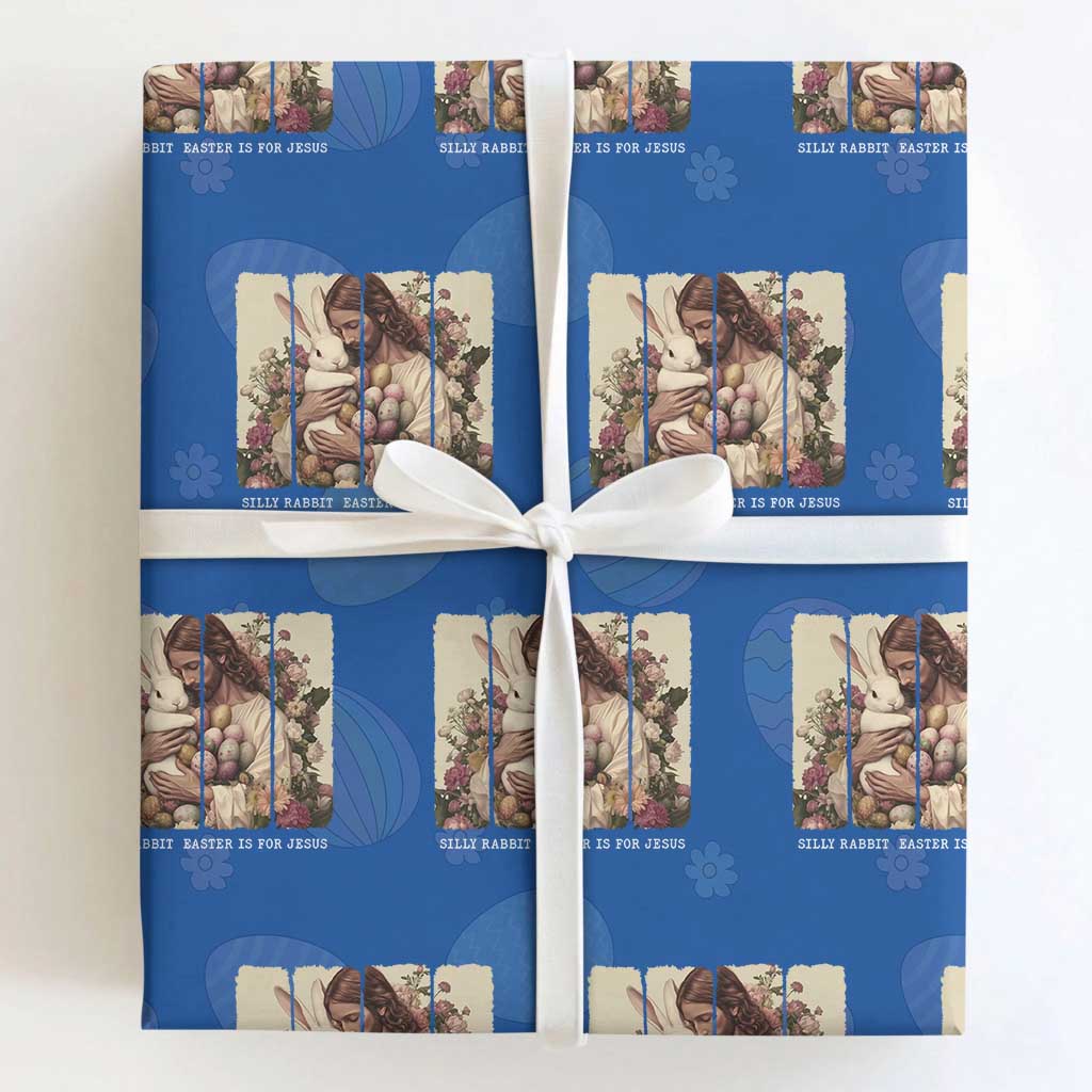 Silly Rabbit Easter Is For Jesus Wrapping Paper Roll Christian Jeusus Floral Easter TS14 Royal Blue Print Your Wear