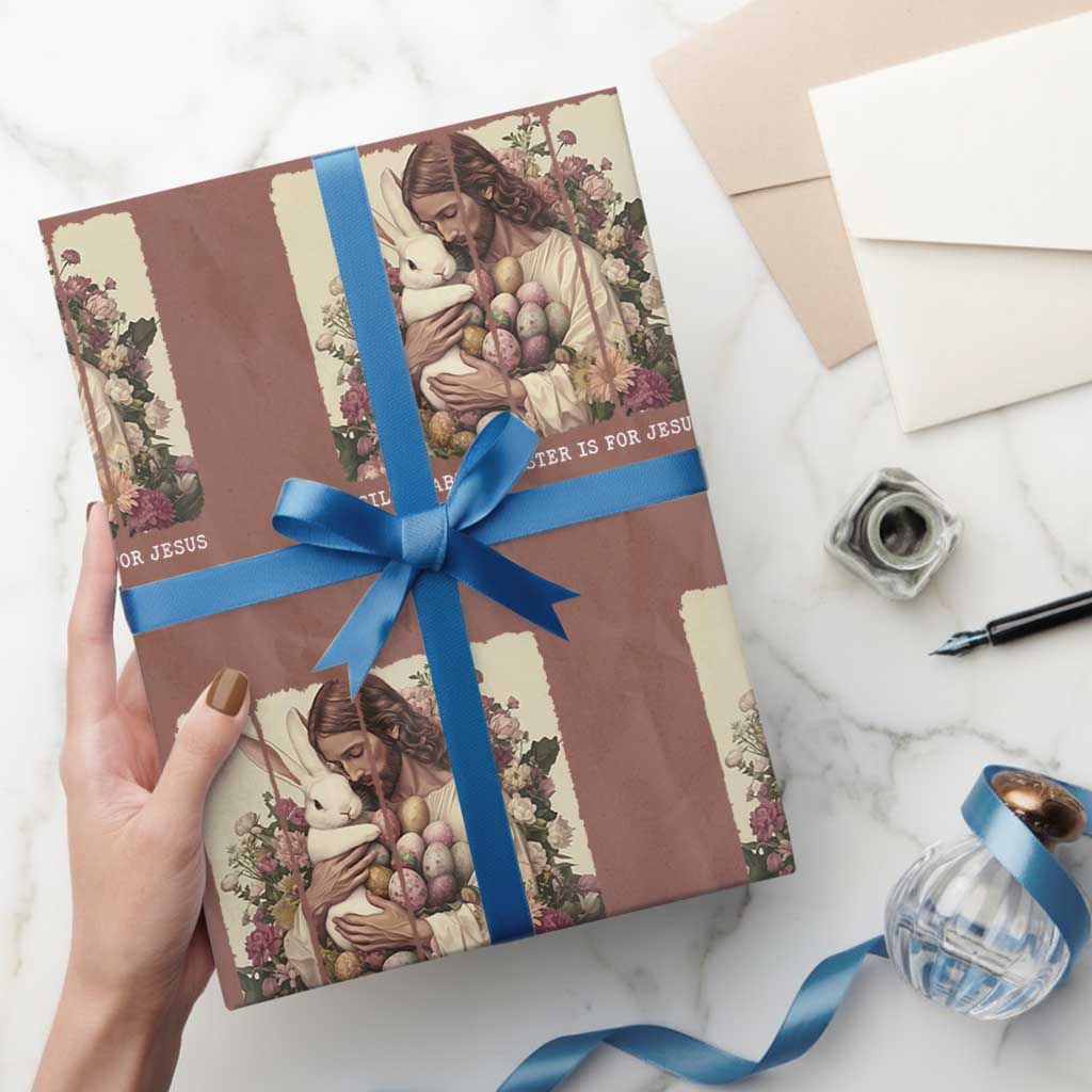 Silly Rabbit Easter Is For Jesus Wrapping Paper Roll Christian Jeusus Floral Easter TS14 Mocha Print Your Wear