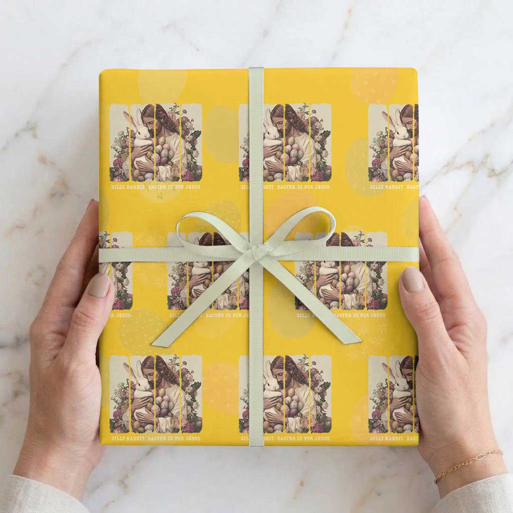 Silly Rabbit Easter Is For Jesus Wrapping Paper Roll Christian Jeusus Floral Easter TS14 Yellow Print Your Wear