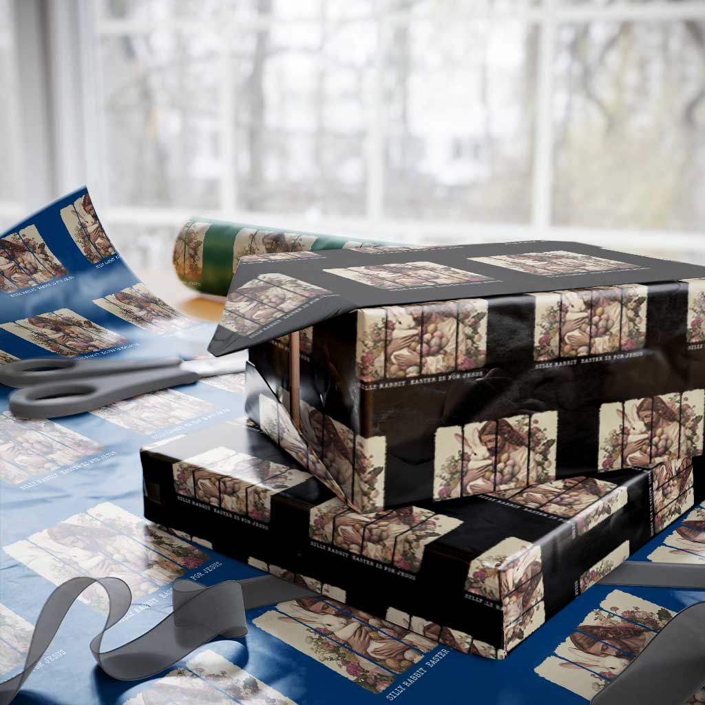 Silly Rabbit Easter Is For Jesus Wrapping Paper Roll Christian Jeusus Floral Easter TS14 Black Print Your Wear