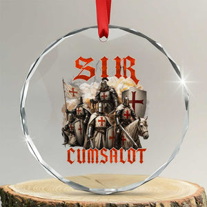 Sir Cumsalot Funny Offensive Knight Meme Bootleg Graphic Crystal Glass Ornament
