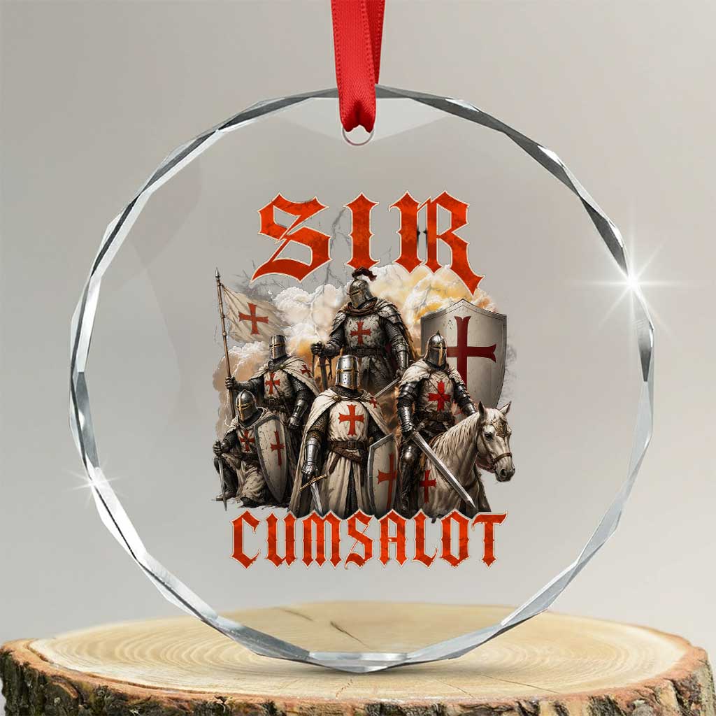 Sir Cumsalot Funny Offensive Knight Meme Bootleg Graphic Crystal Glass Ornament TS11 Transparent Glass 3'' Circle Print Your Wear