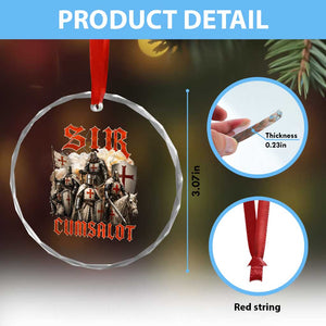 Sir Cumsalot Funny Offensive Knight Meme Bootleg Graphic Crystal Glass Ornament