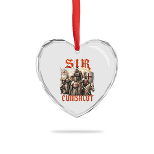 Sir Cumsalot Funny Offensive Knight Meme Bootleg Graphic Heart Crystal Glass Ornament