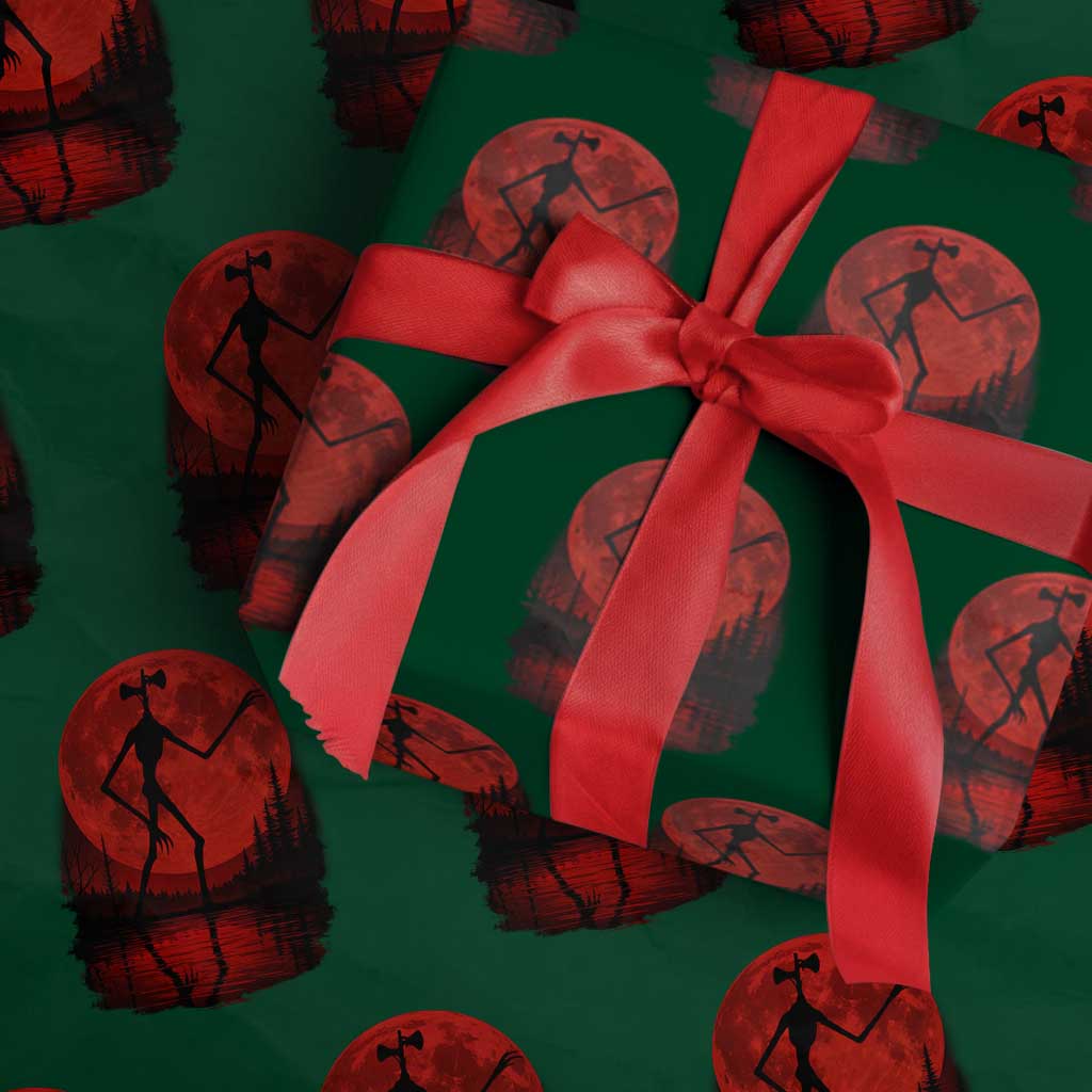 Siren Head Wrapping Paper Roll Supernatural American Cryptid Full Blood Moon Halloween TS10 Green Print Your Wear