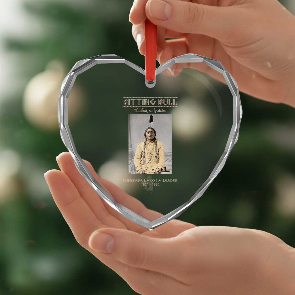Sitting Bull Lakota Sioux Chief American Indian History Heart Crystal Glass Ornament