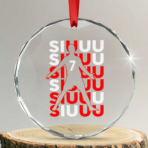 Siuuuu Celebration Number 7 Seven Soccer Fans Crystal Glass Ornament TS02 Transparent Glass 3'' Circle Print Your Wear