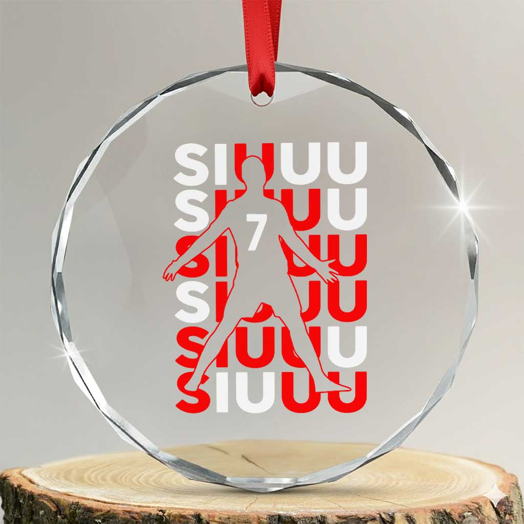 Siuuuu Celebration Number 7 Seven Soccer Fans Crystal Glass Ornament TS02 Transparent Glass 3'' Circle Print Your Wear