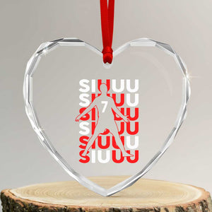 Siuuuu Celebration Number 7 Seven Soccer Fans Heart Crystal Glass Ornament TS02 Transparent Glass 3'' Heart Print Your Wear
