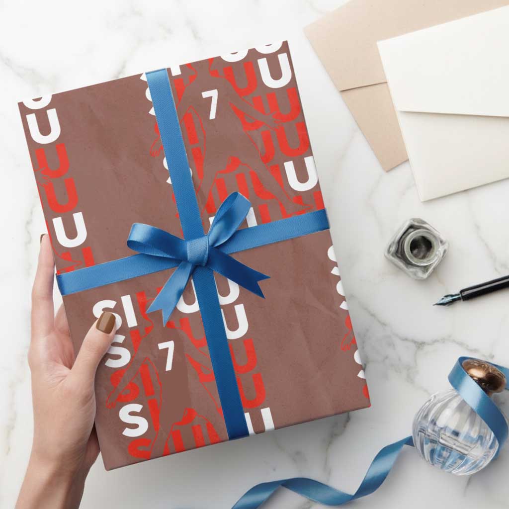 Siuuuu Celebration Number 7 Seven Soccer Fans Wrapping Paper Roll TS02 Mocha Print Your Wear