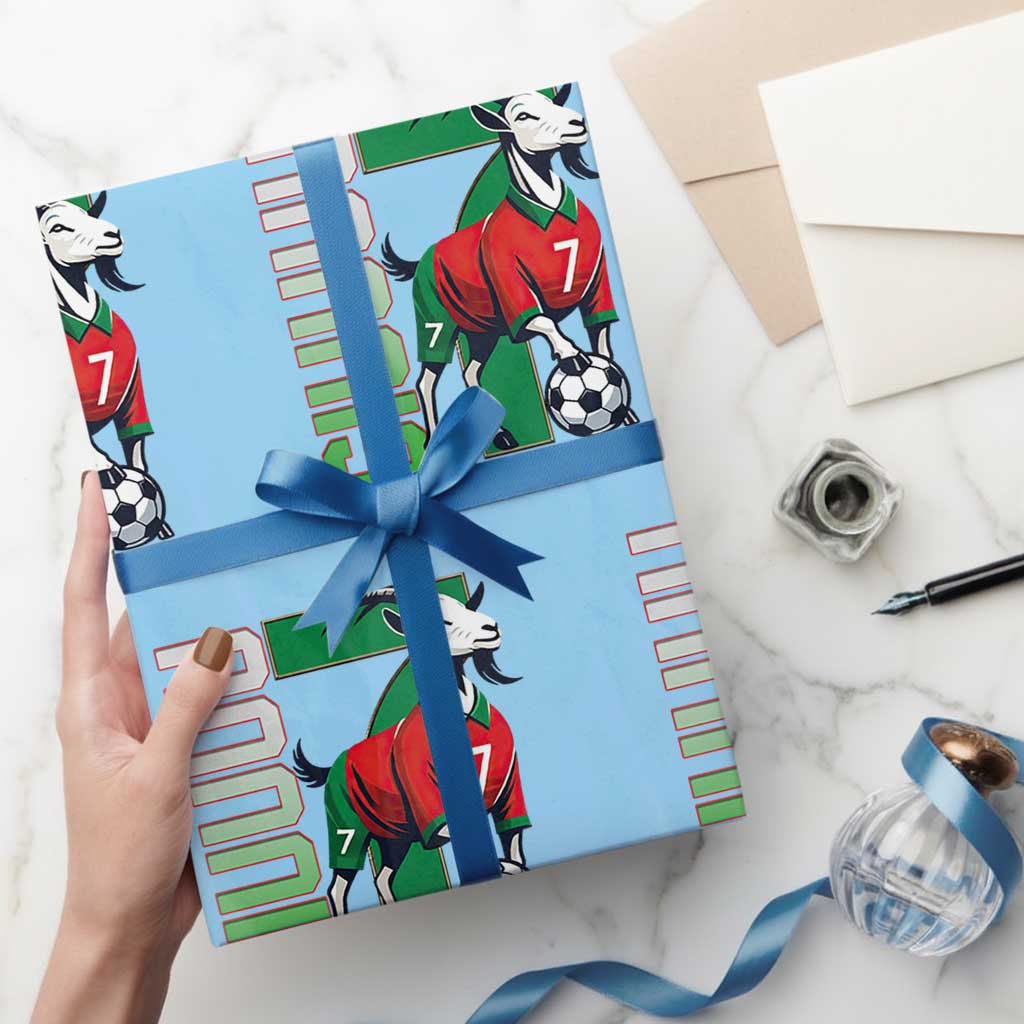 Siuuuu Game Day Soccer Celebration Wrapping Paper Roll Gift For Fans TS12 Light Blue Print Your Wear