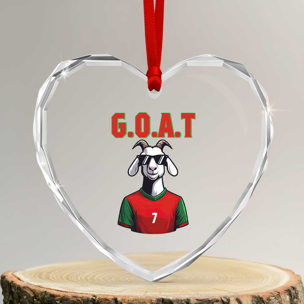 Siuuuu Goat Soccer Celebration Heart Crystal Glass Ornament Gift For Fans TS12 Transparent Glass 3'' Heart Print Your Wear