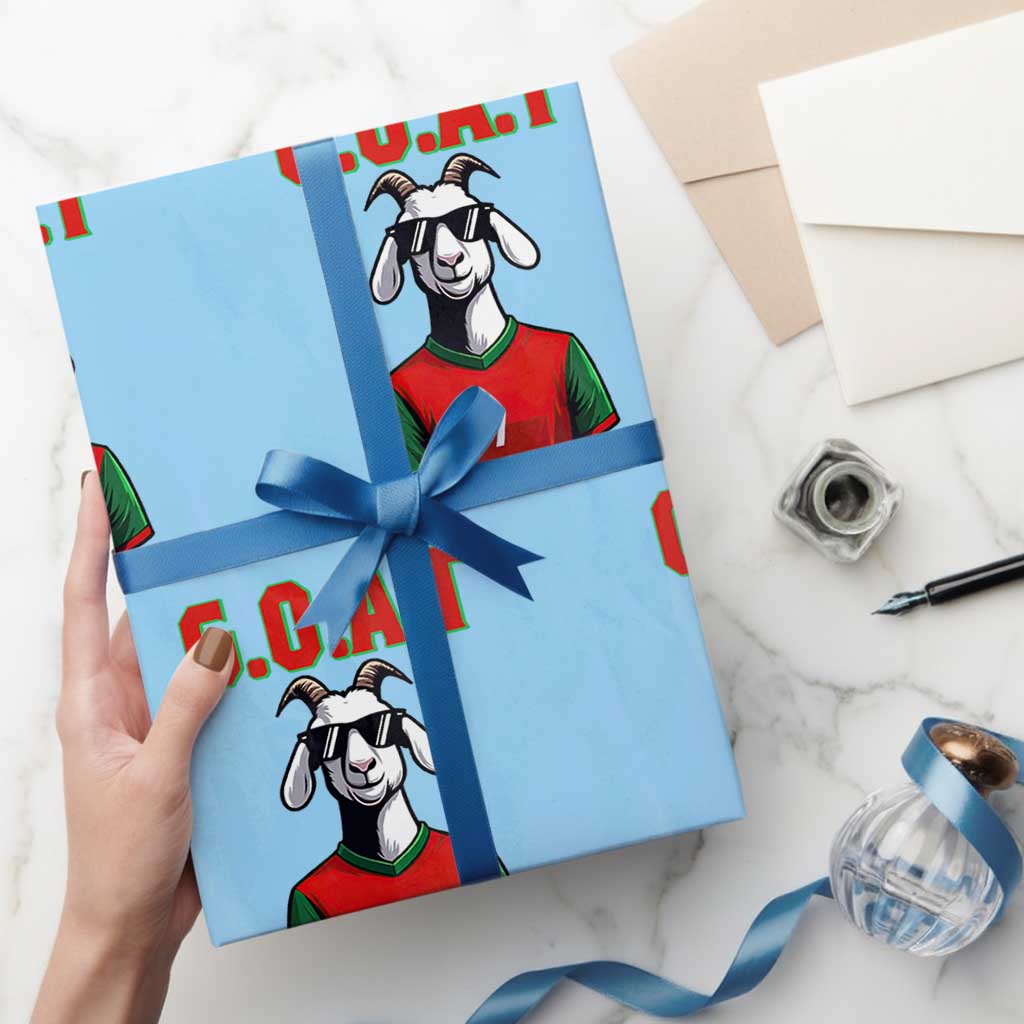 Siuuuu Goat Soccer Celebration Wrapping Paper Roll Gift For Fans TS12 Light Blue Print Your Wear