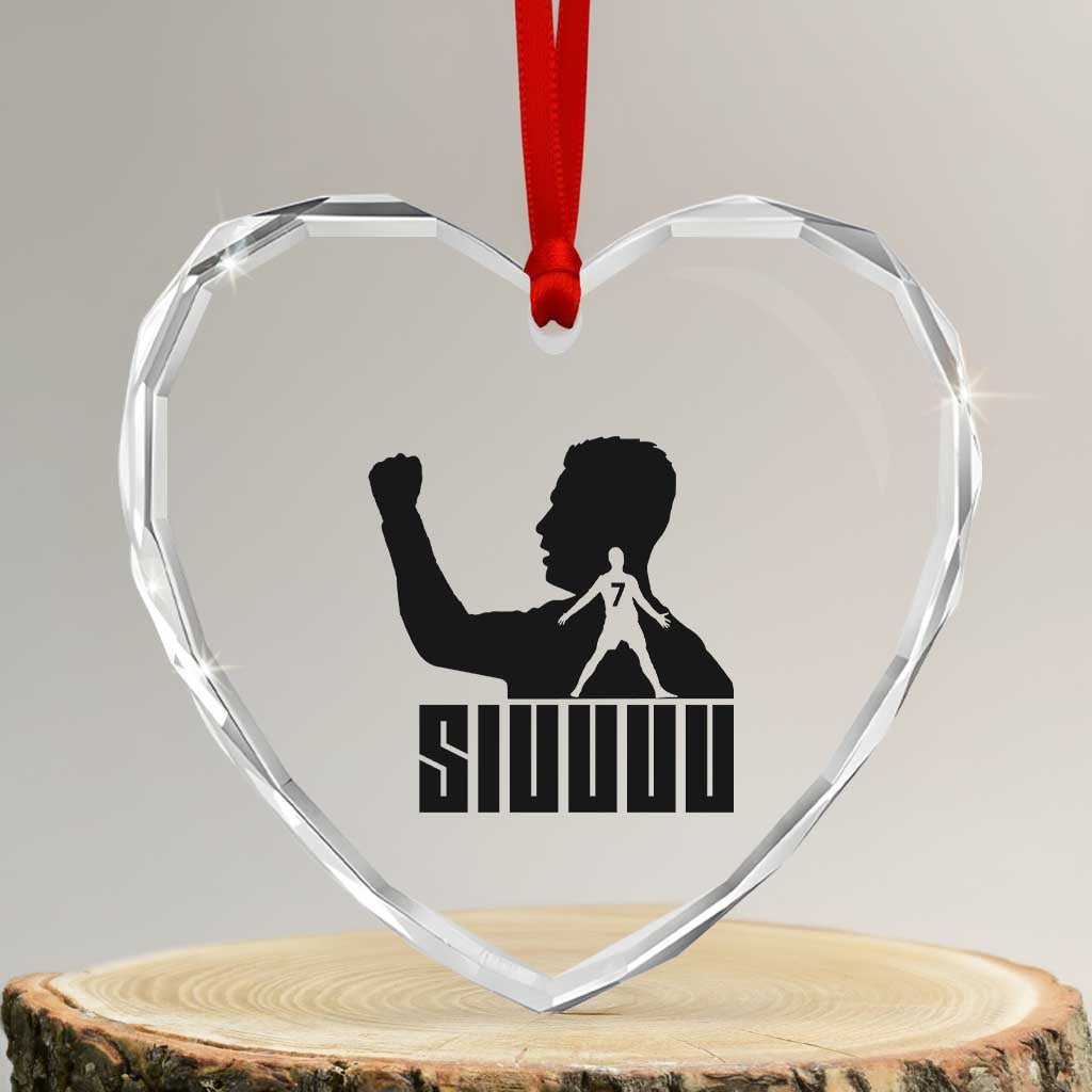 Siuuuu Number Seven Soccer Celebration Heart Crystal Glass Ornament Funny Sport Lovers Gift TS12 Transparent Glass 3'' Heart Print Your Wear