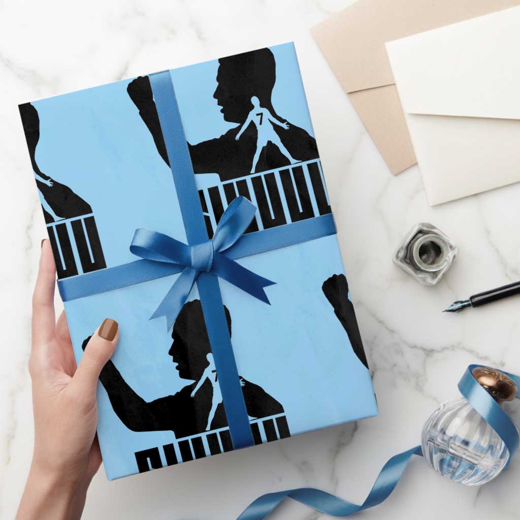 Siuuuu Number Seven Soccer Celebration Wrapping Paper Roll Funny Sport Lovers Gift TS12 Light Blue Print Your Wear