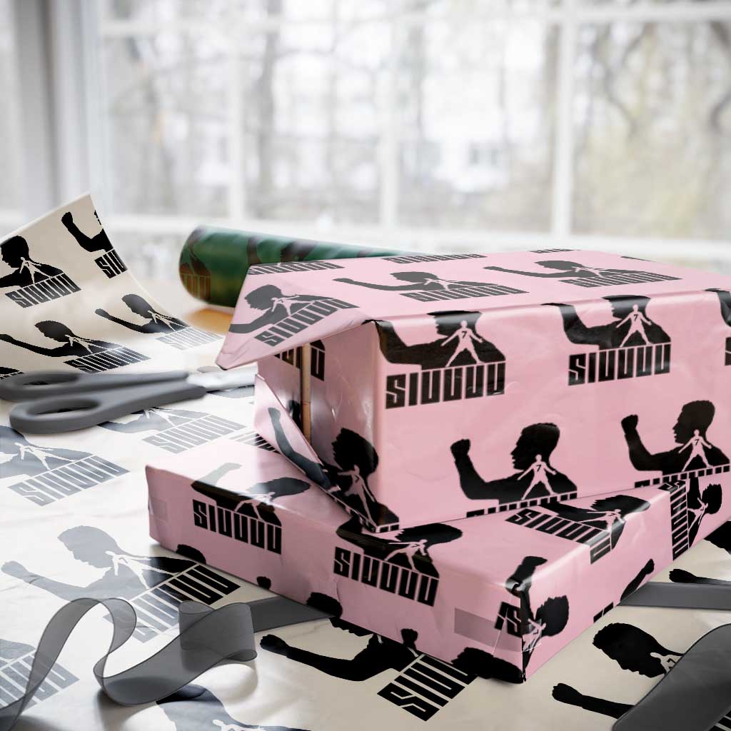 Siuuuu Number Seven Soccer Celebration Wrapping Paper Roll Funny Sport Lovers Gift TS12 Light Pink Print Your Wear