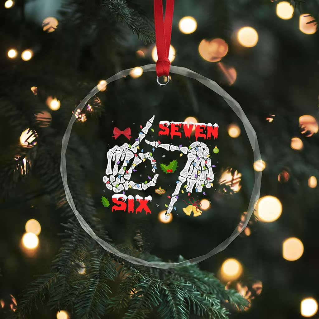 Six And Seven Meme Skeleton Crystal Glass Ornament Funny Trendy Christmas Party Gift TS12 Print Your Wear