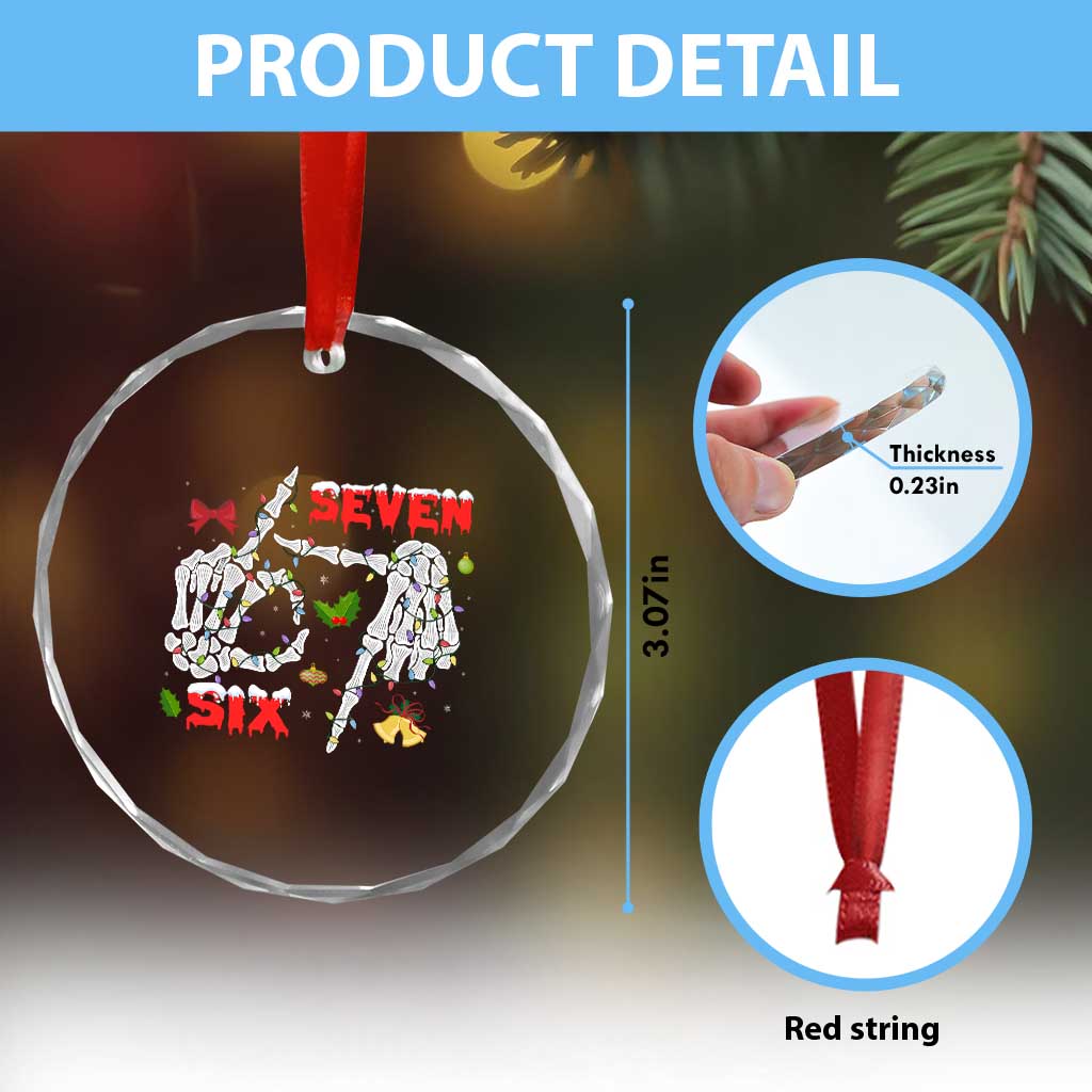 Six And Seven Meme Skeleton Crystal Glass Ornament Funny Trendy Christmas Party Gift TS12 Print Your Wear