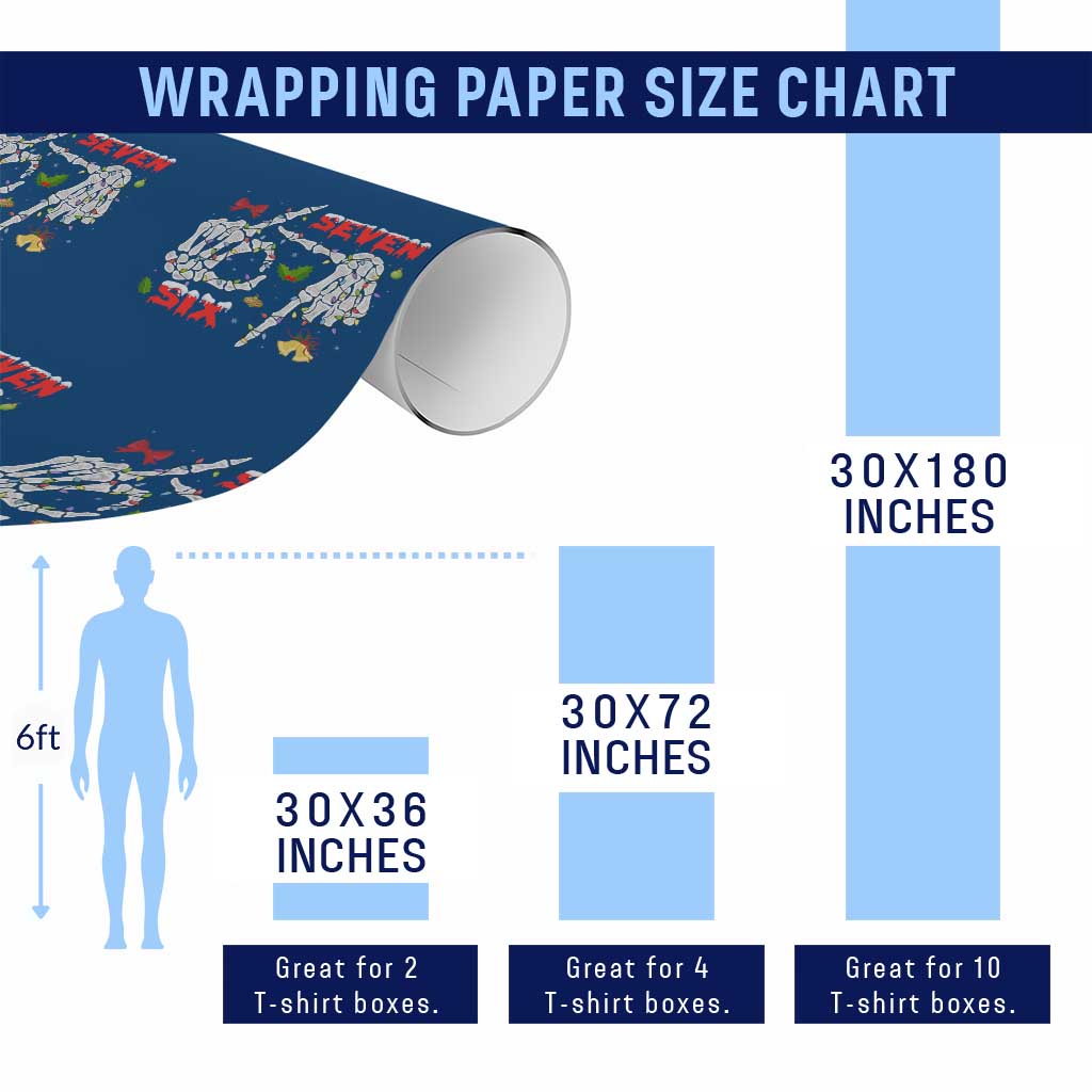 Six And Seven Meme Skeleton Wrapping Paper Roll Funny Trendy Christmas Party Gift TS12 Print Your Wear