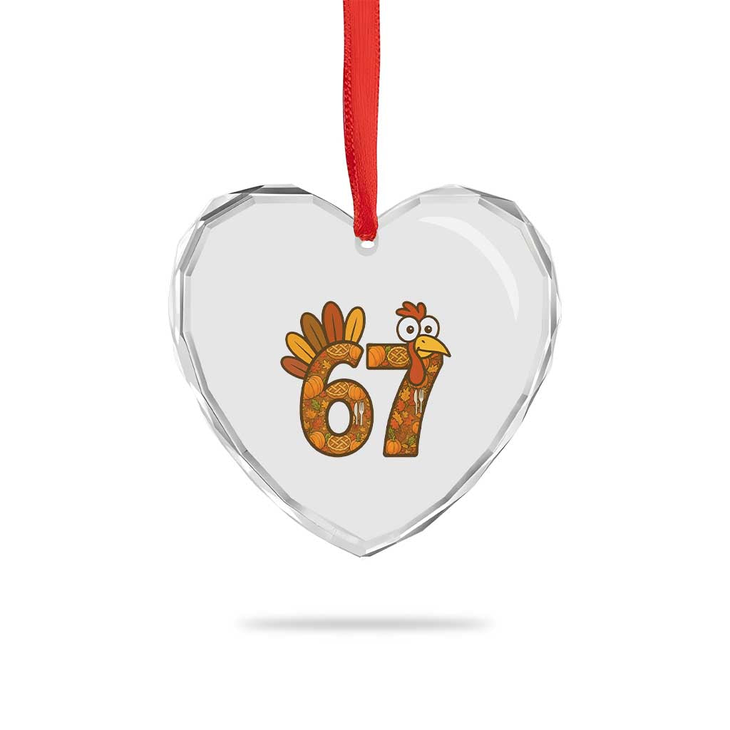 Six And Seven Meme Turkey Heart Crystal Glass Ornament Funny Thanksgiving Gift TS12 Print Your Wear
