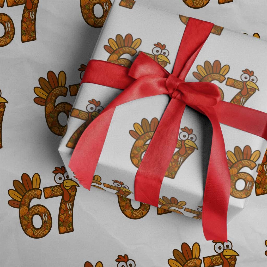 Six And Seven Meme Turkey Wrapping Paper Roll Funny Thanksgiving Gift TS12 White Print Your Wear