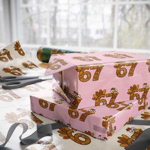 Six And Seven Meme Turkey Wrapping Paper Roll Funny Thanksgiving Gift TS12 Light Pink Print Your Wear