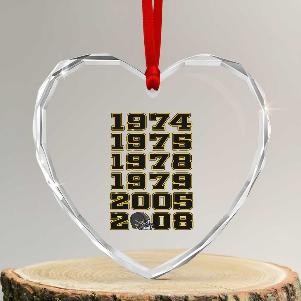 Six Historic Championship Seasons Heart Crystal Glass Ornament Vintage Football Fan Graphic TS12 Transparent Glass 3'' Heart Print Your Wear