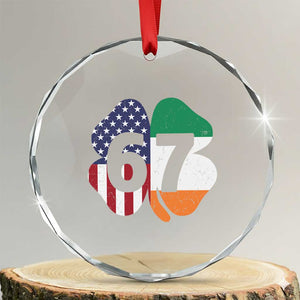 Six Seven 6 7 St Patricks Day Crystal Glass Ornament 67 Meme Irish American Ireland Flag Lucky Shamrocks TS10 Transparent Glass 3'' Circle Print Your Wear