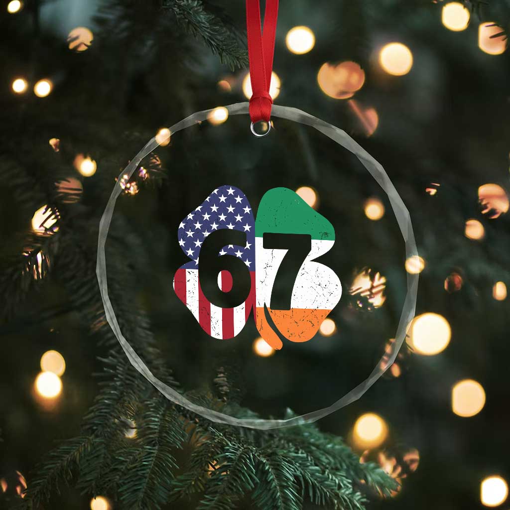 Six Seven 6 7 St Patricks Day Crystal Glass Ornament 67 Meme Irish American Ireland Flag Lucky Shamrocks TS10 Print Your Wear