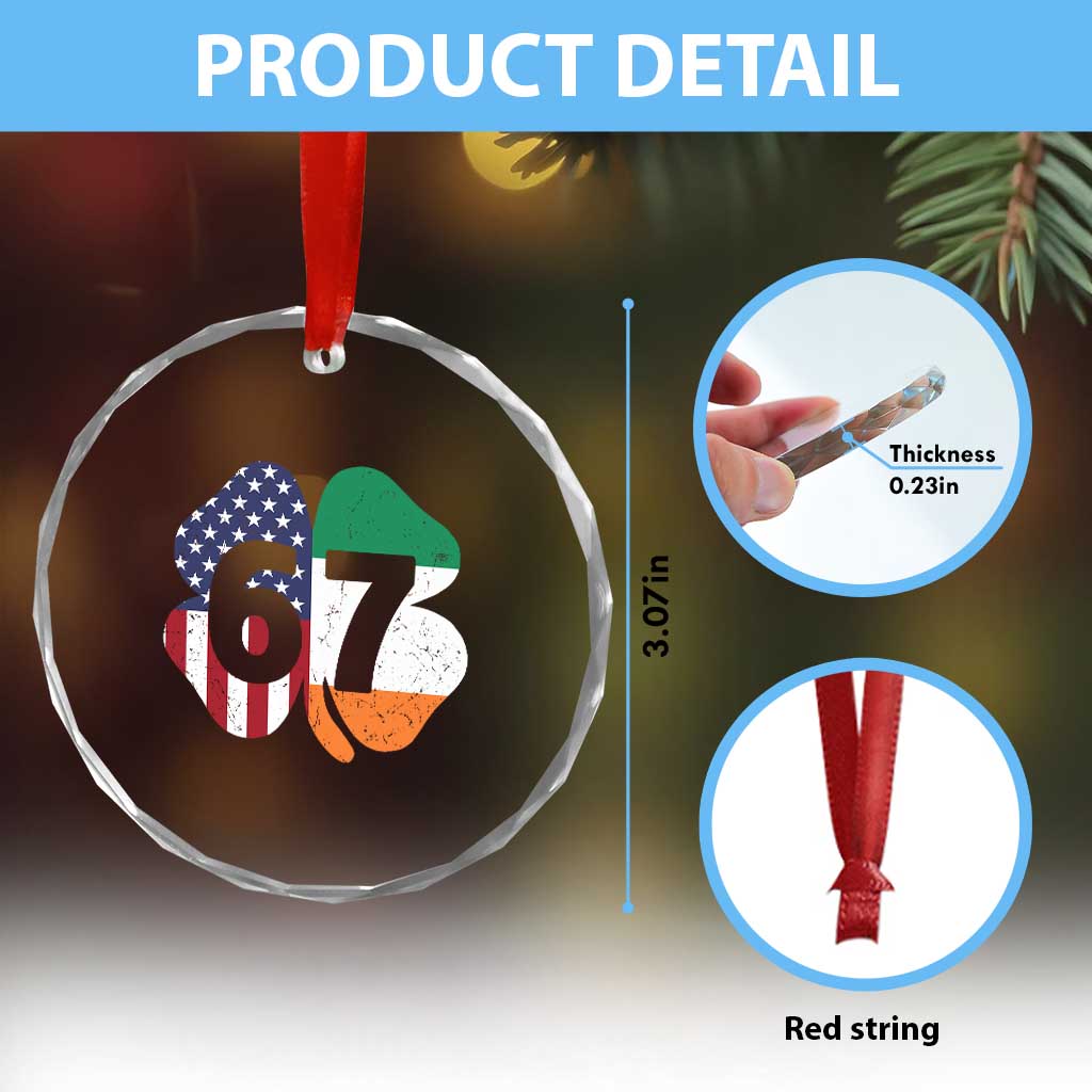 Six Seven 6 7 St Patricks Day Crystal Glass Ornament 67 Meme Irish American Ireland Flag Lucky Shamrocks TS10 Print Your Wear