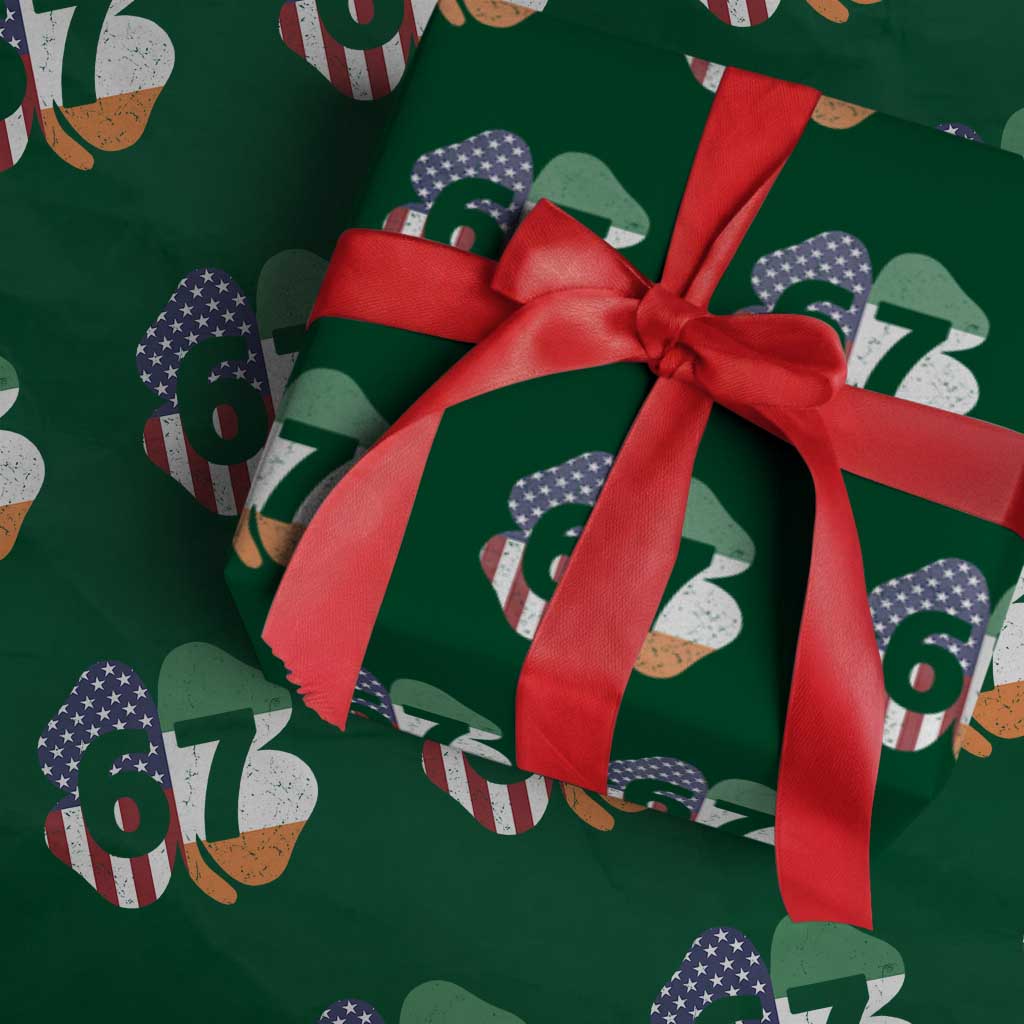 Six Seven 6 7 St Patricks Day Wrapping Paper Roll 67 Meme Irish American Ireland Flag Lucky Shamrocks TS10 Green Print Your Wear