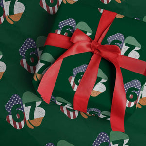 Six Seven 6 7 St Patricks Day Wrapping Paper Roll 67 Meme Irish American Ireland Flag Lucky Shamrocks TS10 Green Print Your Wear