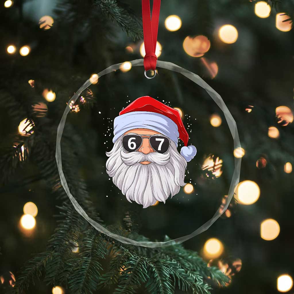 Six Seven 67 Christmas Meme Crystal Glass Ornament Funny Brainrot Santa Claus Gen Alpha Slang TS10 Print Your Wear