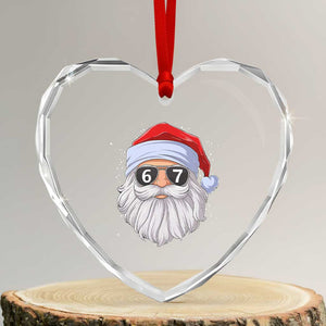 Six Seven 67 Christmas Meme Heart Crystal Glass Ornament Funny Brainrot Santa Claus Gen Alpha Slang TS10 Transparent Glass 3'' Heart Print Your Wear
