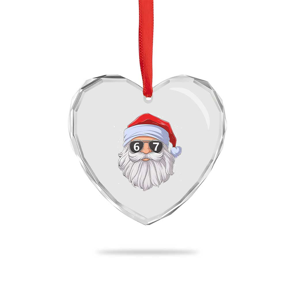 Six Seven 67 Christmas Meme Heart Crystal Glass Ornament Funny Brainrot Santa Claus Gen Alpha Slang TS10 Print Your Wear